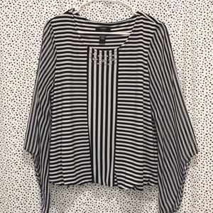 Alfani petite black and white striped blouse